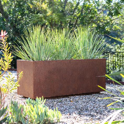 veradek corten steel long box planter|corten steel veradek arrangement picture.